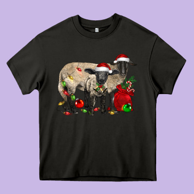 Christmas Suffolk Sheep And Baby Suffolk Sheep Heavy Core Tee Designed By Lillyallendesigns