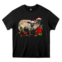 Black Christmas Suffolk Sheep And Baby Suffolk Sheep Heavy Core Tee - LillyAllenDesigns