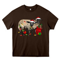 Chocolate Brown Christmas Suffolk Sheep And Baby Suffolk Sheep Heavy Core Tee - LillyAllenDesigns