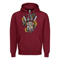 Burgundy barber shop Zipper Hoodie - SublimationCraftShop