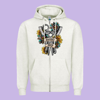Barber Shop Zipper Hoodie Designed By Sublimationcraftshop