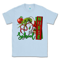 Dusty Blue Christmas Character Nurse Classic Tee - NancyCooperArtShop