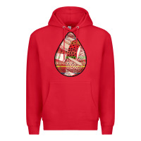 Red african fabric pattern teardrop earrings 3 Premium Hoodie - BundleAndBundleShop