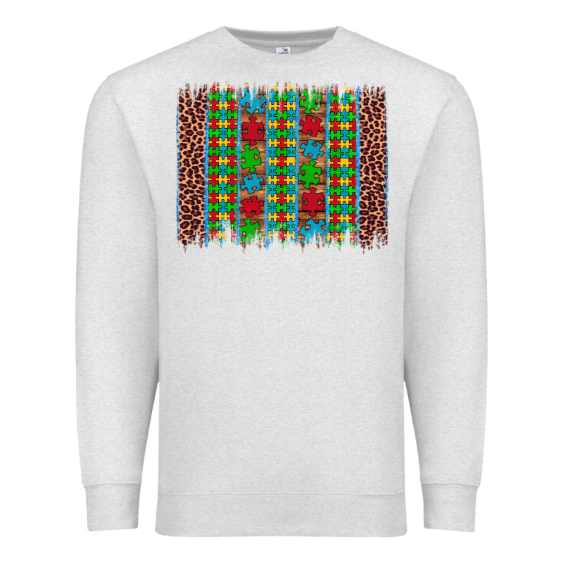 Autism Awareness Leopard Puzzle Brush Stroke Premium Sweatshirt by Artiststas | Teevron