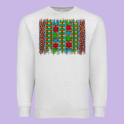 Autism Awareness Leopard Puzzle Brush Stroke Premium Sweatshirt Designed By Artiststas