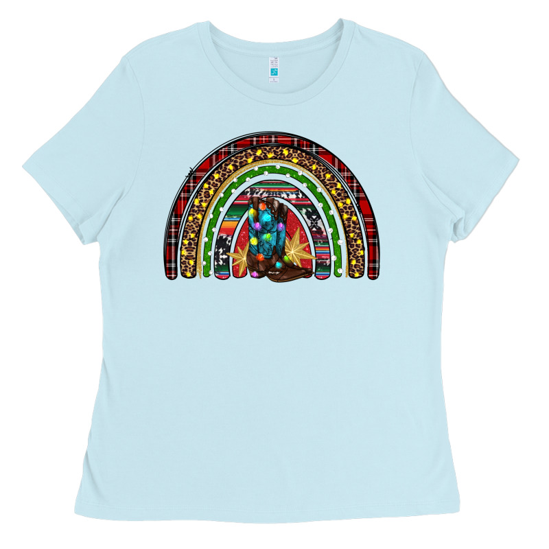 Christmas Cowboy Boots Rainbow Ladies Tee by RanaPortraitStore | Teevron
