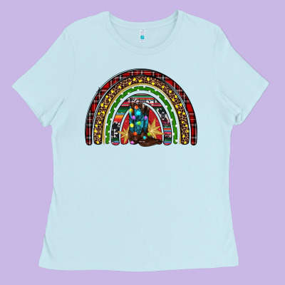 Christmas Cowboy Boots Rainbow Ladies Tee Designed By Ranaportraitstore