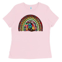 Bubblegum Pink Christmas cowboy boots rainbow Ladies Tee - RanaPortraitStore