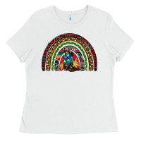 White Christmas cowboy boots rainbow Ladies Tee - RanaPortraitStore