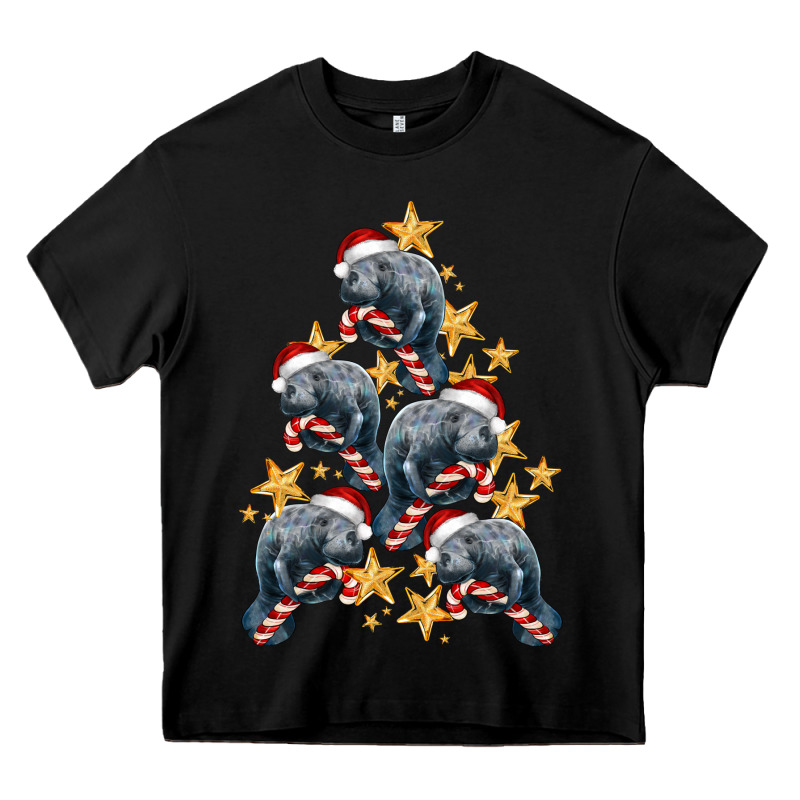Christmas Tree With Manatee Heavy Core Tee by LillyAllenDesigns | Teevron