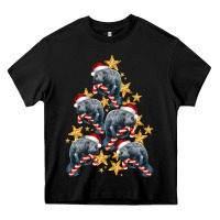 Black Christmas Tree With Manatee Heavy Core Tee - LillyAllenDesigns