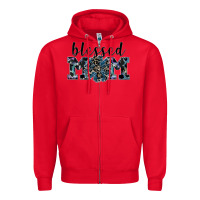 Red blessed mom Zipper Hoodie - SublimationCraftShop