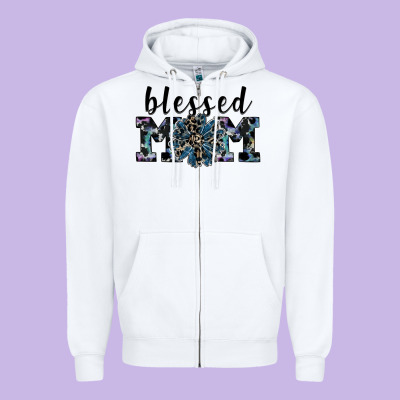 Blessed Mom Zipper Hoodie Designed By Sublimationcraftshop