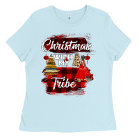 Baby Blue Christmas With My Tribe Ladies Tee - Bettercallsaul