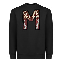 Black name footballcow print letter m Heavyweight Sweatshirt - CowhideDigitalArt