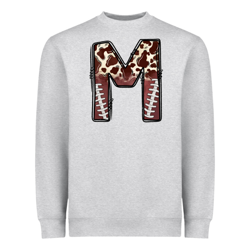 Name Footballcow Print Letter M Heavyweight Sweatshirt by CowhideDigitalArt | Teevron