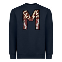 Navy name footballcow print letter m Heavyweight Sweatshirt - CowhideDigitalArt
