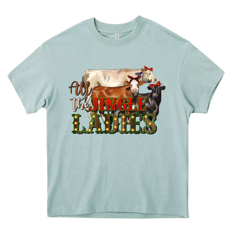 All The Jingle Ladies Christmas Cows Heavy Core Tee by LillyAllenDesigns | Teevron