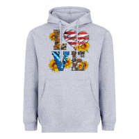 Heather Grey love with sunflowers and usa flag Heavyweight Hoodie - Artiststas