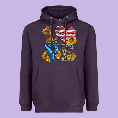Love With Sunflowers And Usa Flag Heavyweight Hoodie Designed By Artiststas