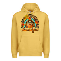 Antique Gold thankful pumpkin rainbow Premium Hoodie - BundleAndBundleShop