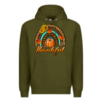 Army Green thankful pumpkin rainbow Premium Hoodie - BundleAndBundleShop