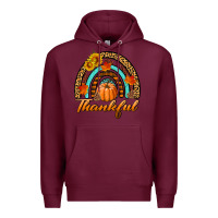 Burgundy thankful pumpkin rainbow Premium Hoodie - BundleAndBundleShop
