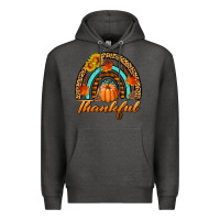 Charcoal Heather thankful pumpkin rainbow Premium Hoodie - BundleAndBundleShop
