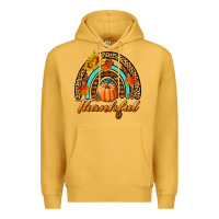 Mustard thankful pumpkin rainbow Premium Hoodie - BundleAndBundleShop