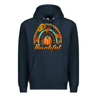 Navy thankful pumpkin rainbow Premium Hoodie - BundleAndBundleShop