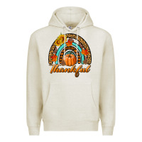 Oatmeal Heather thankful pumpkin rainbow Premium Hoodie - BundleAndBundleShop