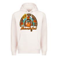 Pale Pink thankful pumpkin rainbow Premium Hoodie - BundleAndBundleShop