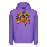 Purple thankful pumpkin rainbow Premium Hoodie - BundleAndBundleShop