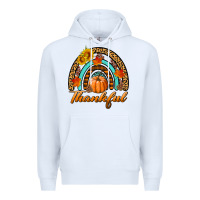 White thankful pumpkin rainbow Premium Hoodie - BundleAndBundleShop