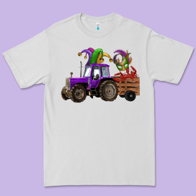 Mardi Gras Mask Crawfish Farm Tractor Premium Tee Designed By Ranaportraitstore