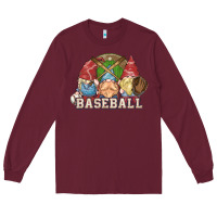 Burgundy Baseball gnomies Long Sleeve Tee - HowdyJamesFarm
