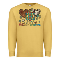 Antique Gold autism awareness leopard cowhide herts puzzle Premium Sweatshirt - Artiststas