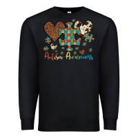Black autism awareness leopard cowhide herts puzzle Premium Sweatshirt - Artiststas