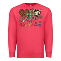 Cardinal autism awareness leopard cowhide herts puzzle Premium Sweatshirt - Artiststas