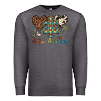Charcoal Heather autism awareness leopard cowhide herts puzzle Premium Sweatshirt - Artiststas