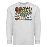 Dove Grey autism awareness leopard cowhide herts puzzle Premium Sweatshirt - Artiststas