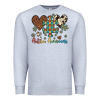 Heather Grey autism awareness leopard cowhide herts puzzle Premium Sweatshirt - Artiststas