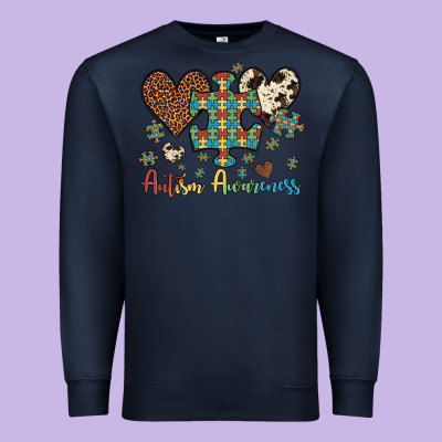 Autism Awareness Leopard Cowhide Herts Puzzle Premium Sweatshirt Designed By Artiststas