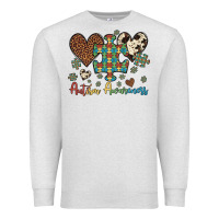 Oatmeal Heather autism awareness leopard cowhide herts puzzle Premium Sweatshirt - Artiststas