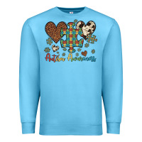 Ocean Blue autism awareness leopard cowhide herts puzzle Premium Sweatshirt - Artiststas