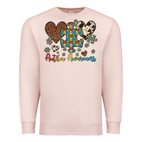 Pale Pink autism awareness leopard cowhide herts puzzle Premium Sweatshirt - Artiststas