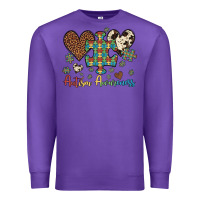 Purple autism awareness leopard cowhide herts puzzle Premium Sweatshirt - Artiststas