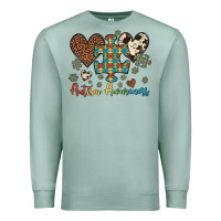 Seafoam autism awareness leopard cowhide herts puzzle Premium Sweatshirt - Artiststas
