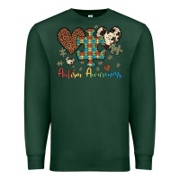 Sports Green autism awareness leopard cowhide herts puzzle Premium Sweatshirt - Artiststas