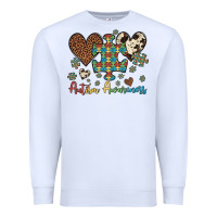 White autism awareness leopard cowhide herts puzzle Premium Sweatshirt - Artiststas